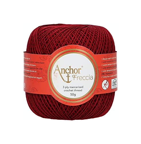 Anchor Freccia - Hilo de ganchillo (grosor 12, 100% algodón), algodón, 00044 Rot, Rojo
