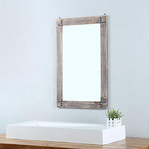 Mbqq Rustic Flat Wood Frame Hanging Wall Mirror Decorative Bathroom Mirrors For Wall Vanity Mirror Makeup Mirror,24" X 36" Retro Grey #TOP3