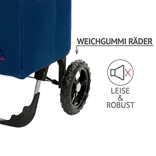 XL Einkaufstrolley Himy Einkaufswagen in blau mit 78L - großer Trolley mit leisen Gummi Rädern bis 50kg inkl… – Bild 4