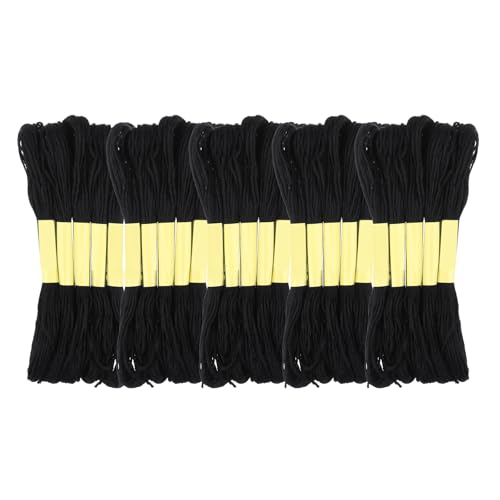 Image of 25 Skeins Black Embroidery Floss 8m Craft Embroidery Floss Embroidery Thread Cross Stitch Threads Friendship Bracelet String Bracelet Making Yarn Hair Wrap Yarn
