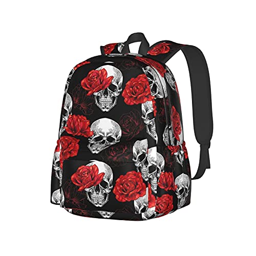 Sac à dos tête de mort en sucre avec pivoine rouge et grand compartiment