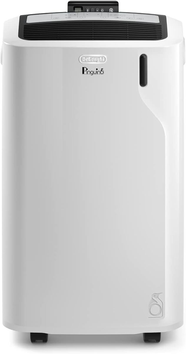 De'Longhi Pinguino PAC EM90K SILENT Aire Acondicionado Portátil 9.800 BTU/h, 2.5 kW, hasta 85m³, Función Deshumidificador y Ventilación