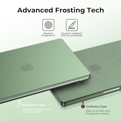 Image of BlueSwan Matte Case for MacBook Pro 14 M5 M4 M3 M2 M1 Pro /Max 2026-2021 | 100% Color Match, Anti-Fingerprint, Anti-Scratch,Ultra Thin, Hard Shell Protective Cover, Matte Midnight Green