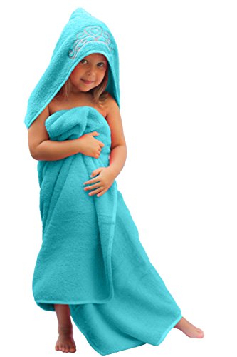 Ultra-Homes Princess Hooded Kid Towel (Ice Blue), 27.5 x 49, Plush and Absorbent Luxury Bath Towel! 600 GSM, 100% Cotton
