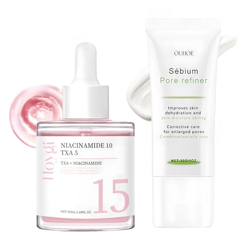 Sérum Refinador de Poros 50 ml + Crema Hidratante Ligera Skin Food 30 g, Crema Refinadora de Poros, Crema Reductora de Poros para el Cuidado Facial de Mujeres, Cosmética Coreana, Hidratante de Larga