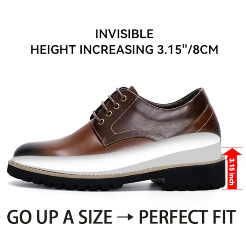 CHAMARIPA 3.15 Inch Men's Height Increase Shoes - Built-in Custom Lift Insole - Breathable Calfskin for All-Day Wear - Business Casual & Formal Derby Elevator Shoes4