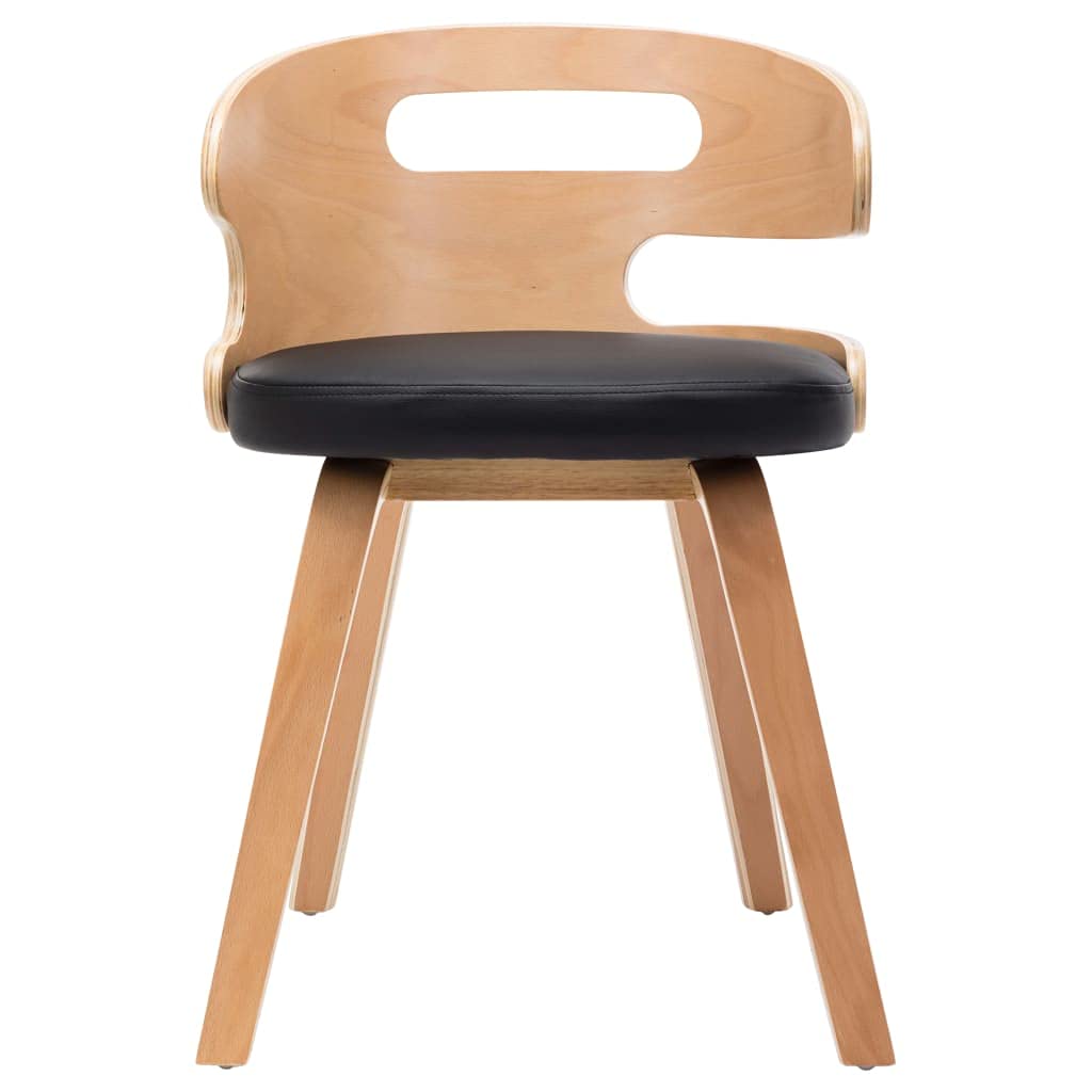 Krzesła do jadalni, 6 szt., czarne drewno łukowe i sztuczna skóra z ergonomicznym oparciem, łatwa w pielęgnacji tapicerka, 48 x 49 x 68 cm, można układać w stos, nowoczesne do kuchni i salonu
