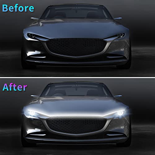 Sunva 2 Pack Of 71 Inches Dynamic Car Hood Light Strip, Car Led Strip Light, Exterior Flexible Daytime Running Light Strip For Cars, Trucks, Suvs, Bright Cool White #TOP1