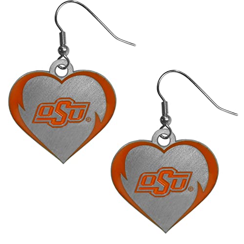 Siskiyou Sports NCAA Oklahoma State Cowboys Heart Dangle Earrings, Team Colors,One Size