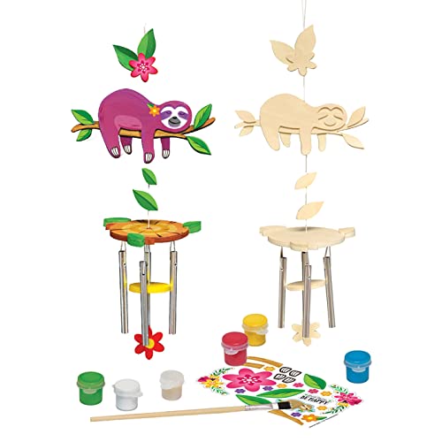 Works Of Ahhh Craft Set - Sloth Wind Chime Classic Wood Paint Kit #TOP1
