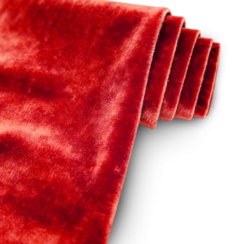 2m Pannesamt Stoff Brilliant Samt 160cm Breit Samtstoff KEINE Meterware Glänzender Stretch Samt Dekostoff für Vorhänge Gardinen Tischdecke Bühne Kostüm Möbel Velour Stoffe zum Nähen(Rot)
