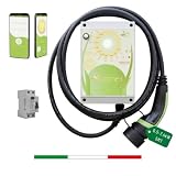 Wallbox MADE IN ITALY 7,4 kW Tipo 2, interruttore magnetotermico, Cavo 5M Integrato, Monofase, con WiFi e App, E-Home Cable Full Wallbox Stazione di Ricarica Domestica, Bonus 80% ARERA GSE