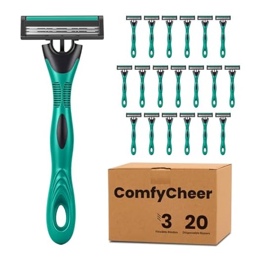 Comfycheer 20 count Disposable Razors Blades for Men，3-Blade Razors，Bulk Stainless Steel Shavers with Lubricating Strip for Shaving Sensitive Skin