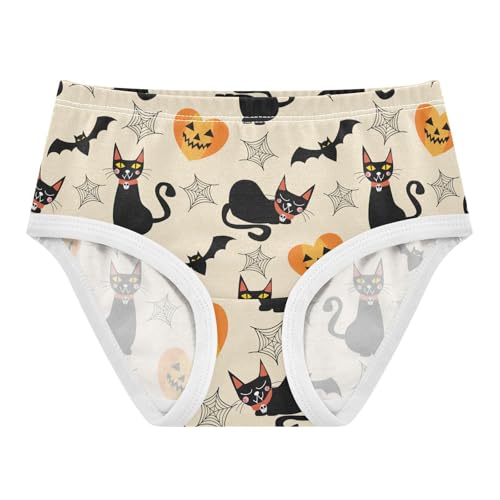 Girls Underwear Soft Cotton Halloween Cat Print Kids Panties in Sizes 2/3t, 4t, 5t, 6 and 8
