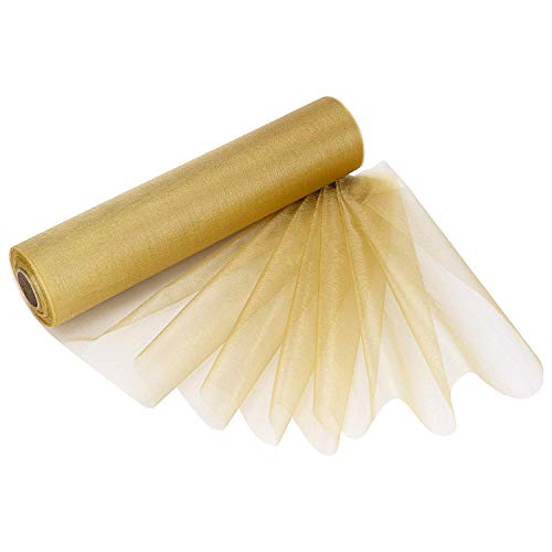 Trimming Shop Organza Roll Snow Sheer Glitter Fabric 25m x 29cm for Wedding Venue Chair Bow Sash, Table Runner