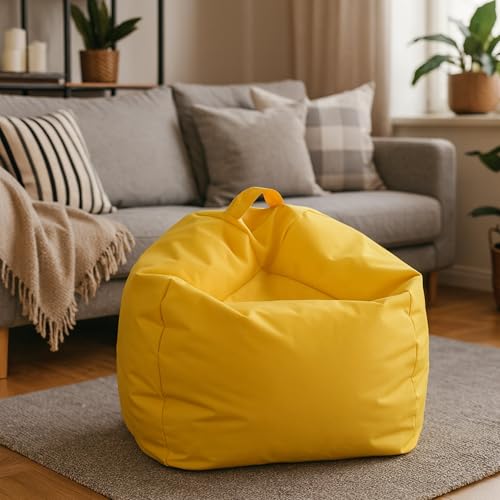 Dmora Talamo Italia - Pouf Abe, Poltrona Multiuso, Poltroncina Sacco, Pouf poggiapiedi, Made in Italy, 65x65 h50 cm, Giallo