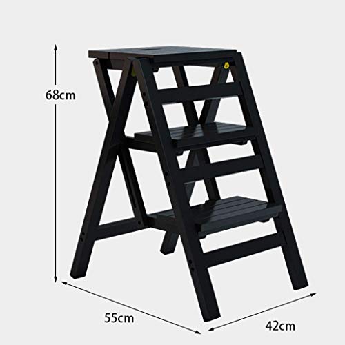 Taburete de paso plegable de 3 pasos y silla multifuncional portátil de madera 3