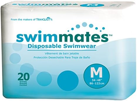 Swimmates Adult Swim Underwear, Pull-Up with Tear-Away Side Seams, Unisex, Disposable, Medium (34"- 48" Waist), 20 Count (Pack of 1)
