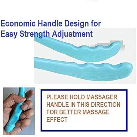 Close-up of the ergonomic handle design of the massager, showing how it fits in a hand for easy grip.