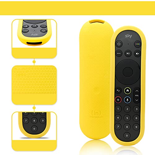 Sky Glass Remote Cover Protective Case by Inbrackets Shockproof Cover Case Skin for Sky Glass Remote Control Anti-Slip Premium Durable Silicone Honeycomb Texture (Yellow) - Image 2