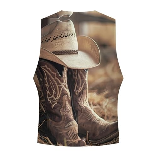 Western Vintage Denim Style Men's Suit Vest Waistcoat Vests Formal Dress with 2 Pockets for Business Casual Tuxedo4