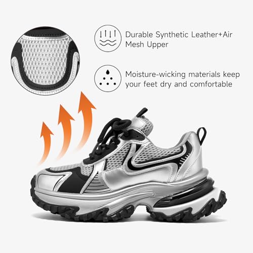 BEAU TODAY Chunky Sneakers for Women,Fashion Platform Walking Sneakers,Comfortable Arch Support Tennis Dad Shoes3