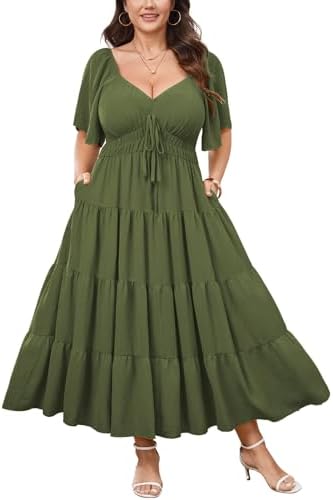 CICIDUDU Plus Size Casual Summer Boho Maxi Dress for Curvy Women ...