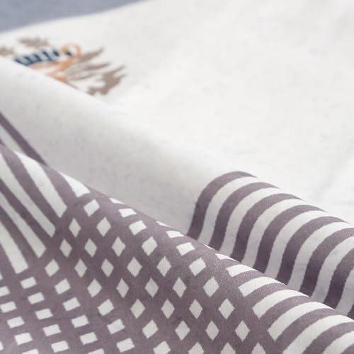 Image of Signature Digital Print Geometric Designs Super King Size Bedsheet - 108 x 108 inches | 100% Cotton-Feel Soft Fabric | Fade-Resistant Colors | 2 Matching Pillow Covers (Urban Harmony)