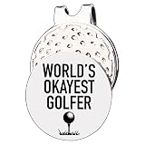 VIYZZX Funny Golf Gifts for Men Women Him Her, World’s Okayest Golfer Golf Ball Marker with Magnetic