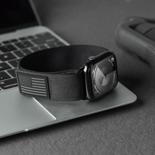 Tefeca Fortitude Series Standard wide Band Compatible with Apple Watch Ultra/Ultra2 49mm, Series 10 46mm, Series 9/8/7 45mm,SE2/SE/6/5/4 44mm(Black Patriot, XL for 49/46/45/44mm)
