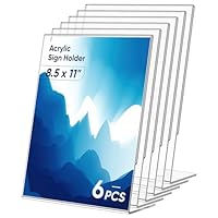 3 Pack Acrylic Sign Holder 8.5x11 Inches, Clear Display Holder, L-Shape Vertical Menu Holder Stand, Flyer Display Stand, Table Paper Holder, Plastic Sign Display Stand for Restaurants, Store, Office