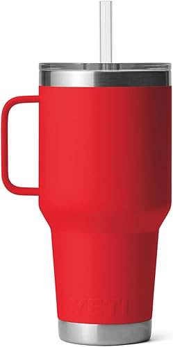 Miniatura 178 de YETI Rambler - Vaso de viaje con asa y tapa con popote, 35 onzas, vaso de agua de viaje, con asa, acero inoxidable, color blanco