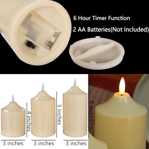 Image of QIDEA 4 inch,5 inch,6 inch X3 inch Battery Operated LED Candles with Remote Timer 2 Pack