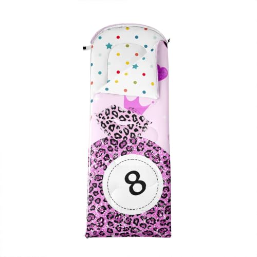 Bolsa de dormir jejeloiu Zebra 8 Ball para camping, diseño negro y púrpura, capacidad individual, rectangular, peso 3.1 pounds, para niños, uso en 3 estaciones (41°F-77°F) miniatura 4