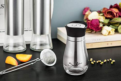 Salt And Pepper Shakers Set, Stainless Steel With Glass Bottle For Table, Rv, Camp, Bbq, Set Of 2 #TOP4