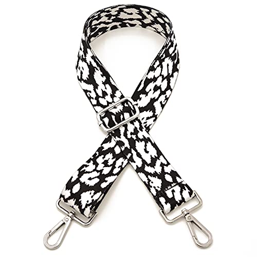 Image of Replacement Purse Strap Adjustable Crossbody Handbag Stripe Wide (Blue- (silver-black Metal))