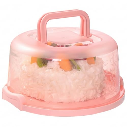 Ferricult Récipient de stockage de gâteaux porte-gâteau en plastique transparent avec couvercle et poignée pour Dessert Cupcake tarte aux fruits maison pique-nique fête, Día Pascua