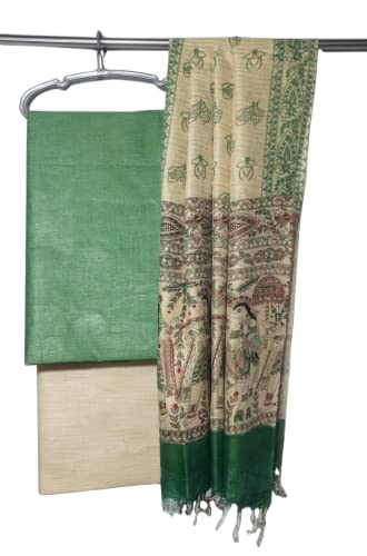 Image of ZERATEX Cotton Silk Hand Crafted Unstitched Suit Set for Women with Dupatta | Cotton Silk Salwar Suit Dress Material for Women & Girls | Top - 2.5 M, Bottom - 2.50 M & Dupatta - 2.5 M