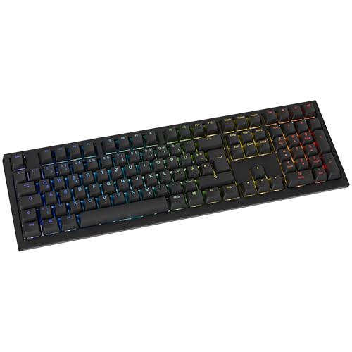 Ducky One X Wireless Gaming Tastatur Schwarz – Full-Size, Induktive Switches, Tri-Mode-Konnektivität (USB-C, 2.4GHz, Bluetooth), Rapid Trigger, Einstellbare Auslösung, RGB, ISO deutsch