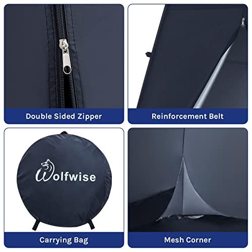 Image of WolfWise PRO Pop Up Shower Tent with Silver Coated, Floor and Rain Fly | Portable Changing Tent with Window & Carry Bag for Camping, Outdoor Privacy Toilet Bathroom with UV Protection, 75 inch /79 inch /83 inchH