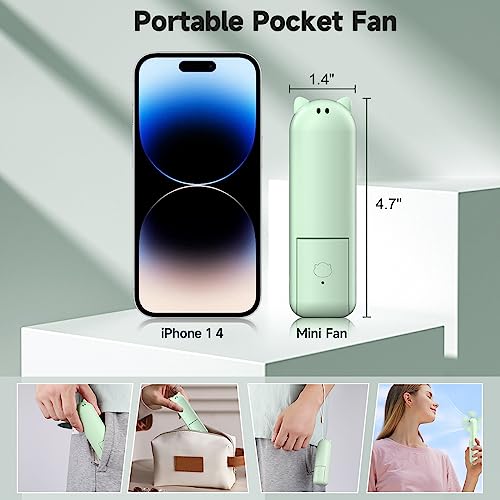 Joylifetech Handheld Mini Fan, Portable Foldable Fan With Power Bank, Usb Rechargeable Small Pocket Fan, Battery Operated Personal Fan With 3 Speeds For Women Outdoor Travel (Green) #TOP5