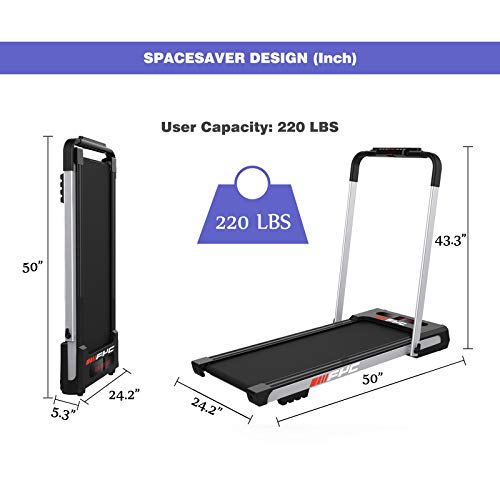 Image of Ryride-2.5 Horsepower Home Folding Treadmill, no Need to Install Folding Treadmill-Remote Control and LED Display, Suitable for Walking, Running, Jogging, Suitable for Home Office use (Silver)