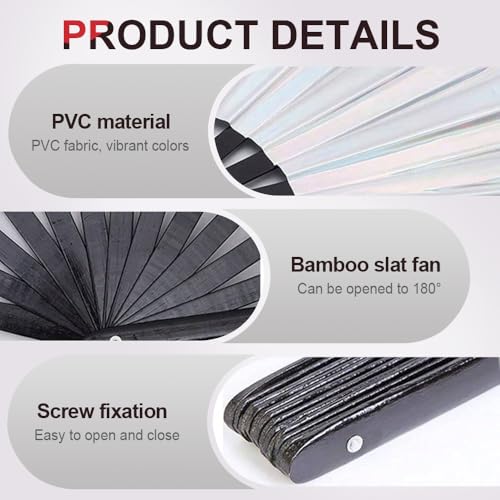 JUDUNA Boots on The Ground Fan, 2025 New Large Holographic Folding Hand Fan Line Dance Popping Fan, Clap Fans for Line Dancing Foldable Craft Holding Laser Colors Hand Fan (Color#E) - Thumbnail 5