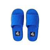 [Roomnhome] スリッパ ルームシューズ ベルベット/テリーオーブントゥ 来客用 シンプル おしゃれ 冬用 室内 あったか クリスマス 暖かい 防寒（ブルー M）