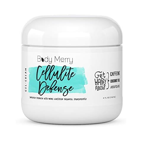 Body Merry Cellulite Defense Gel-Cream - Anti Cellulite Body Treatment for Firming & Toning w/ Natural Caffeine + Coconut Oil + Peppermint (Original, 4oz) Cover