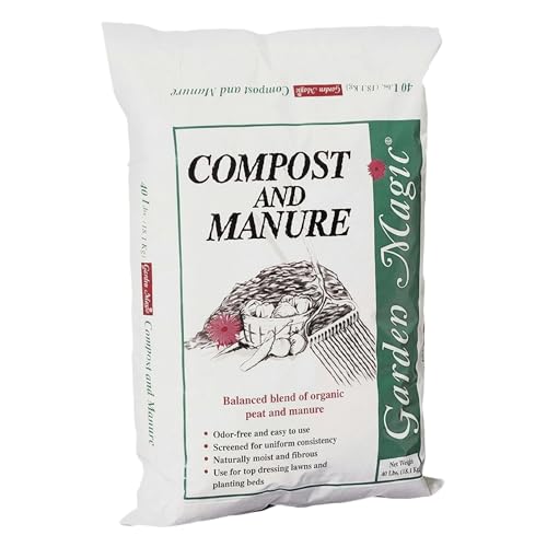 Michigan Peat Compost and Manure Blend, Garden Magic Mix with Odor-Free Blend, 40 Lbs - Outdoor Lawn and...