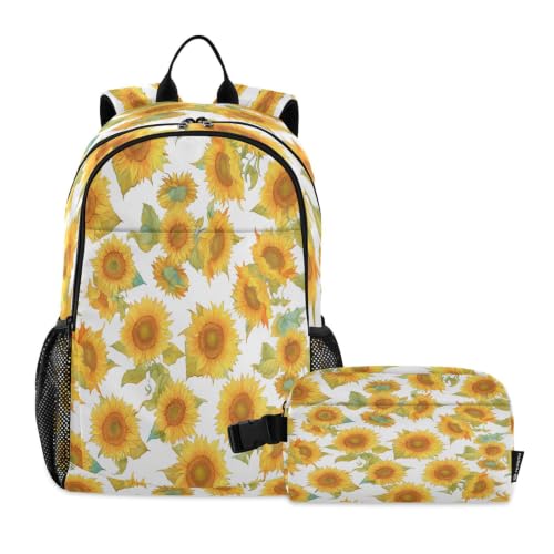Ensemble sac à dos tournesol et sac à déjeuner pour garçons filles au collège