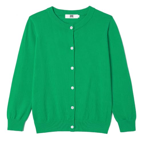 Image of Girls' Cardigan Sweater [Cute Petal Buttons] Cotton Long Sleeve Crewneck Uniform Sweater for 5-14 Years Girls