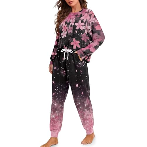 Image of Women's Pajamas Set Soft 2 Piece Loungewear Long Sleeve Pj Set Matching Sleepwear with Pockets for Women Plus Size