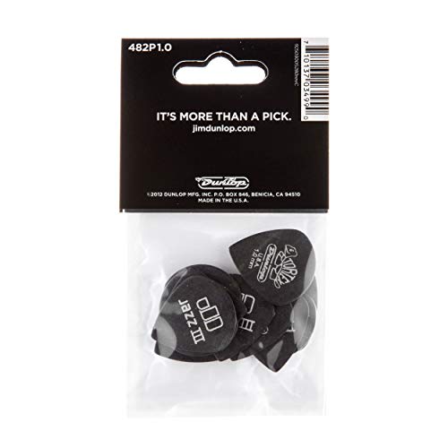 Dunlop Tortex® Pitch Black Jazz III, 1,0 mm, pacote com 12/jogador